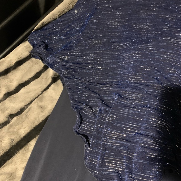 #331 Enfocus Studio Navy Glitter Asymmetrical Dress - Picture 7 of 10